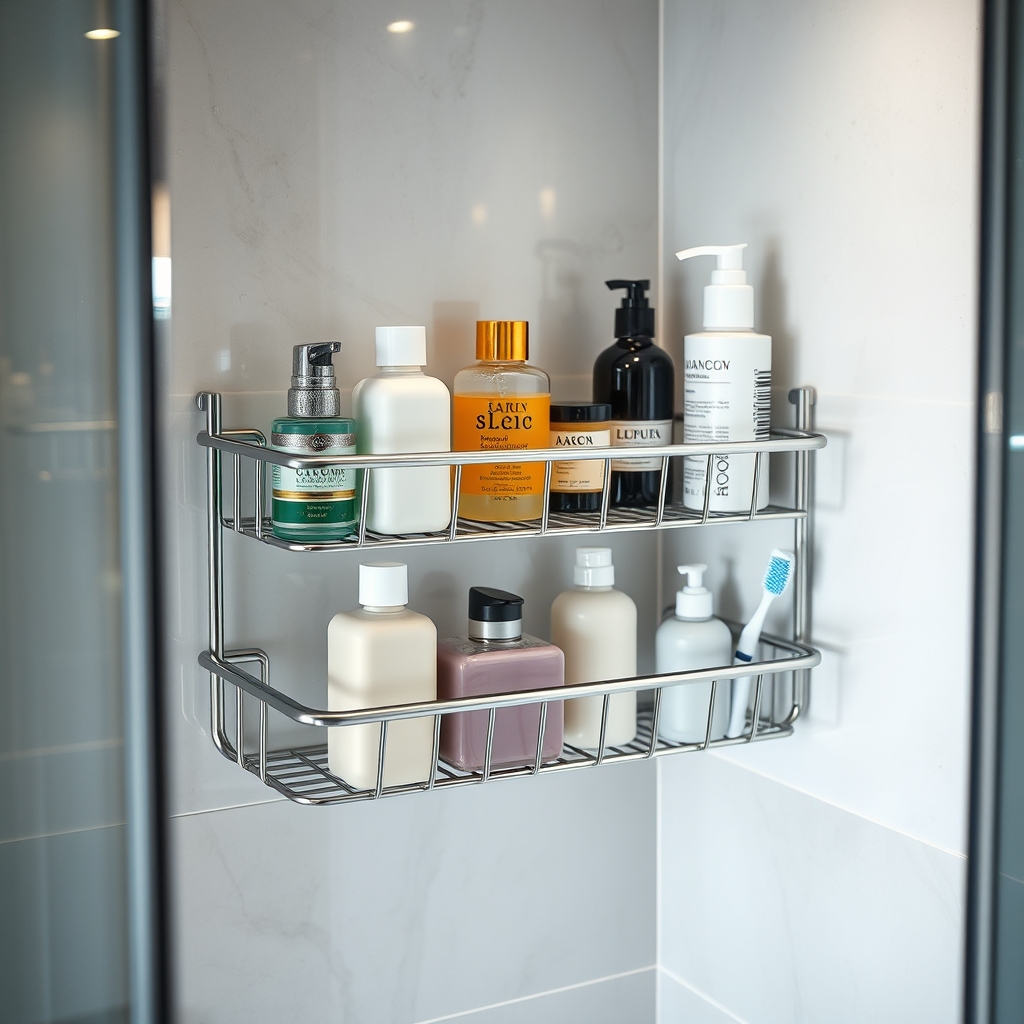 shower caddy in action