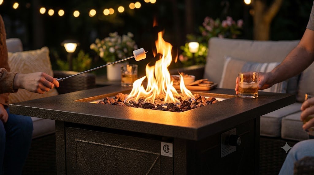 propane firepit in action