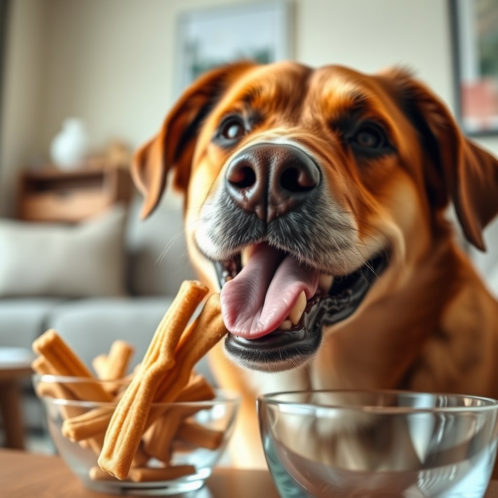 dog treats in action